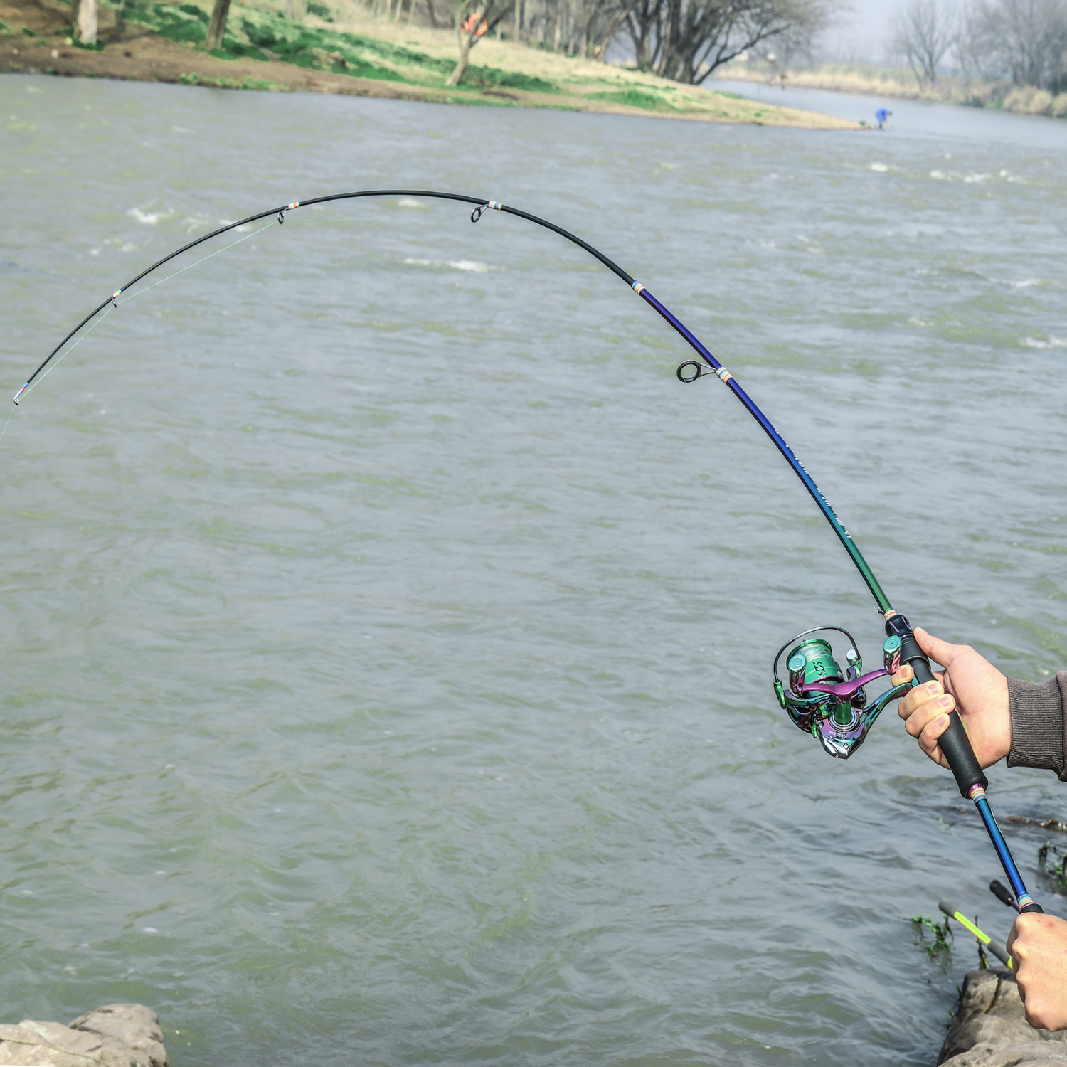 Sougayilang Spinning Fishing Rod&Reel&Line&Bait Full Set Carbon Body ...