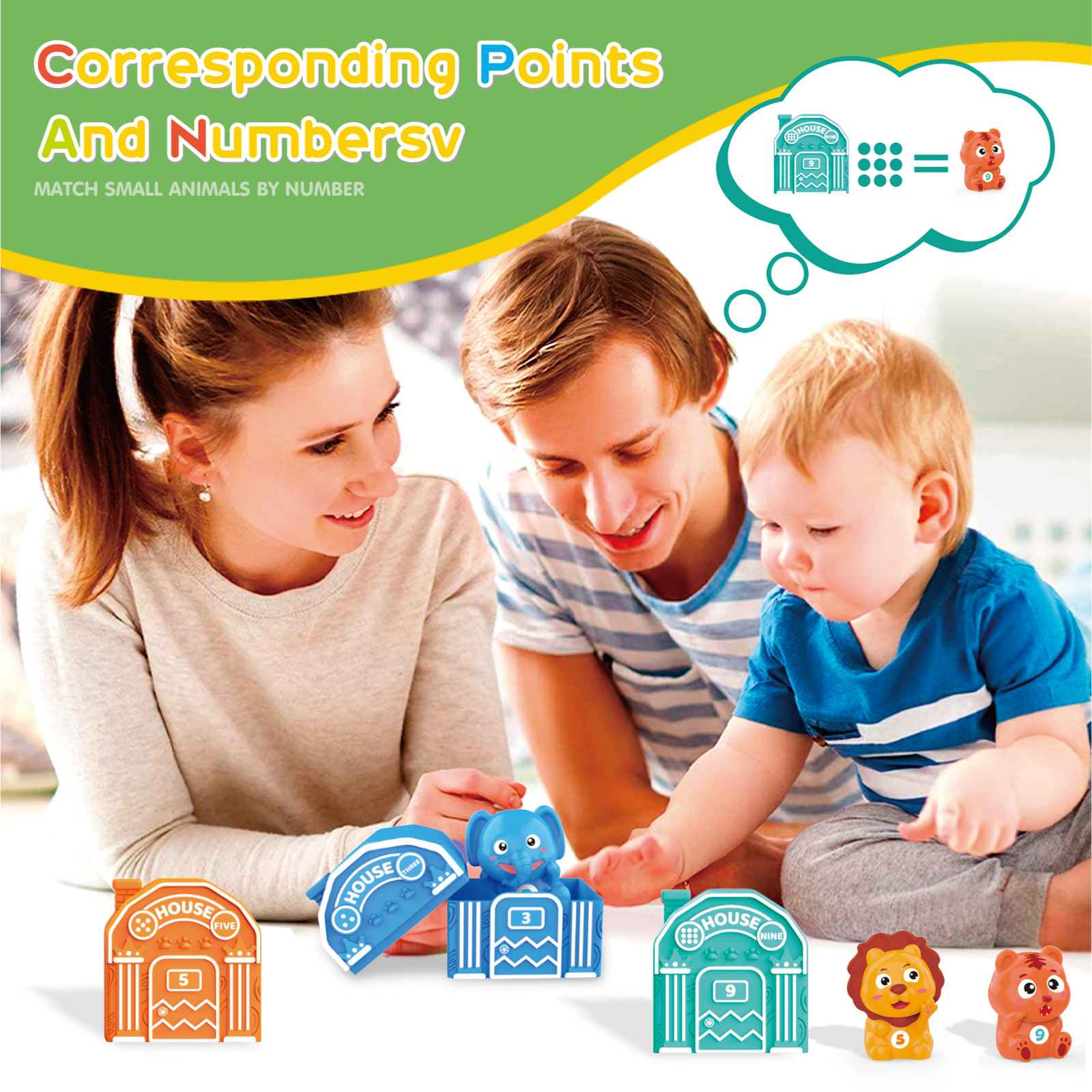 Farm Animal Matching House Montessori Toys For Toddler Rainbow Finger ...