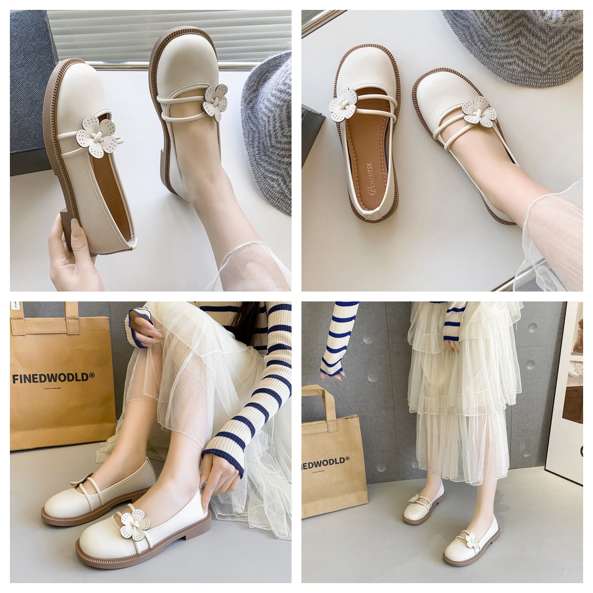 【Best Selling】2024 Retro Leather Shoes Low Heel Mary Jane Shoes for Women Shopee Malaysia