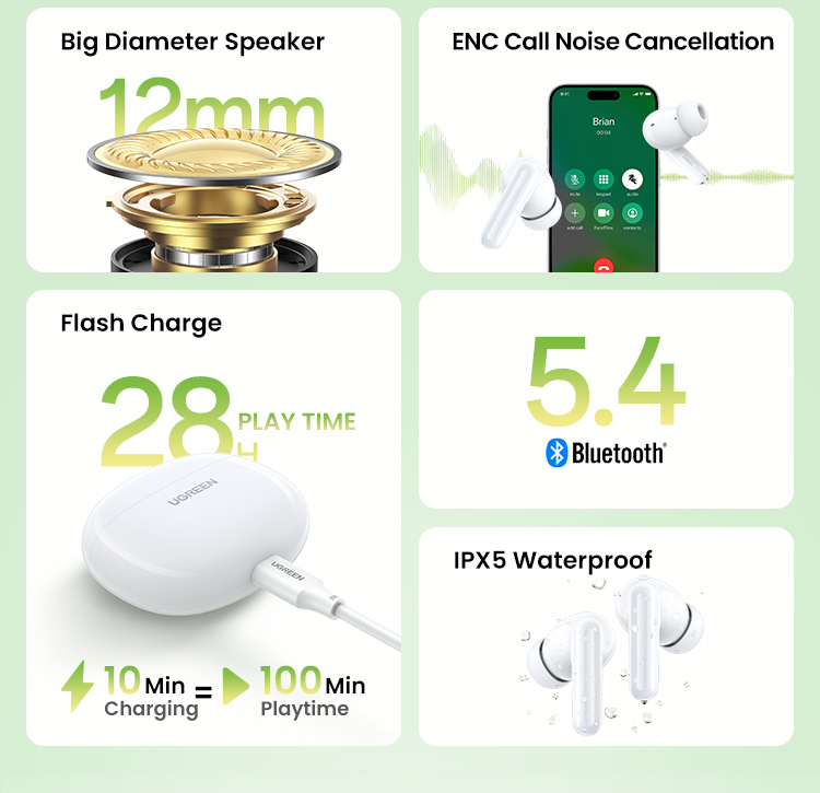UGREEN HiTune P3 True Wireless Earbuds Support Dual Devices Connection ...