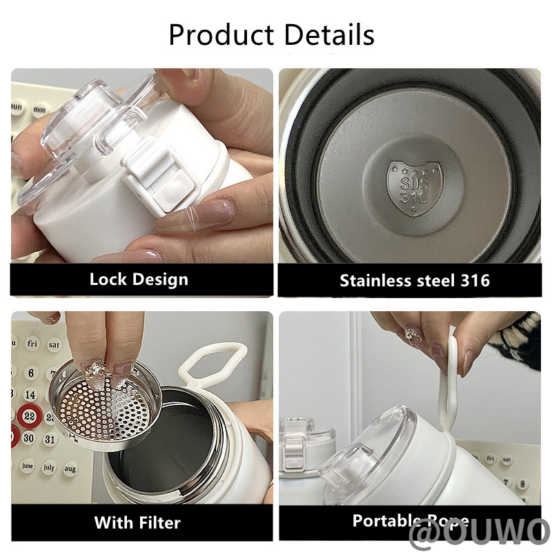 OUWO丨MY Ready Stock Muji Style 316 Stainless Steel Thermos Cup 550ml ...