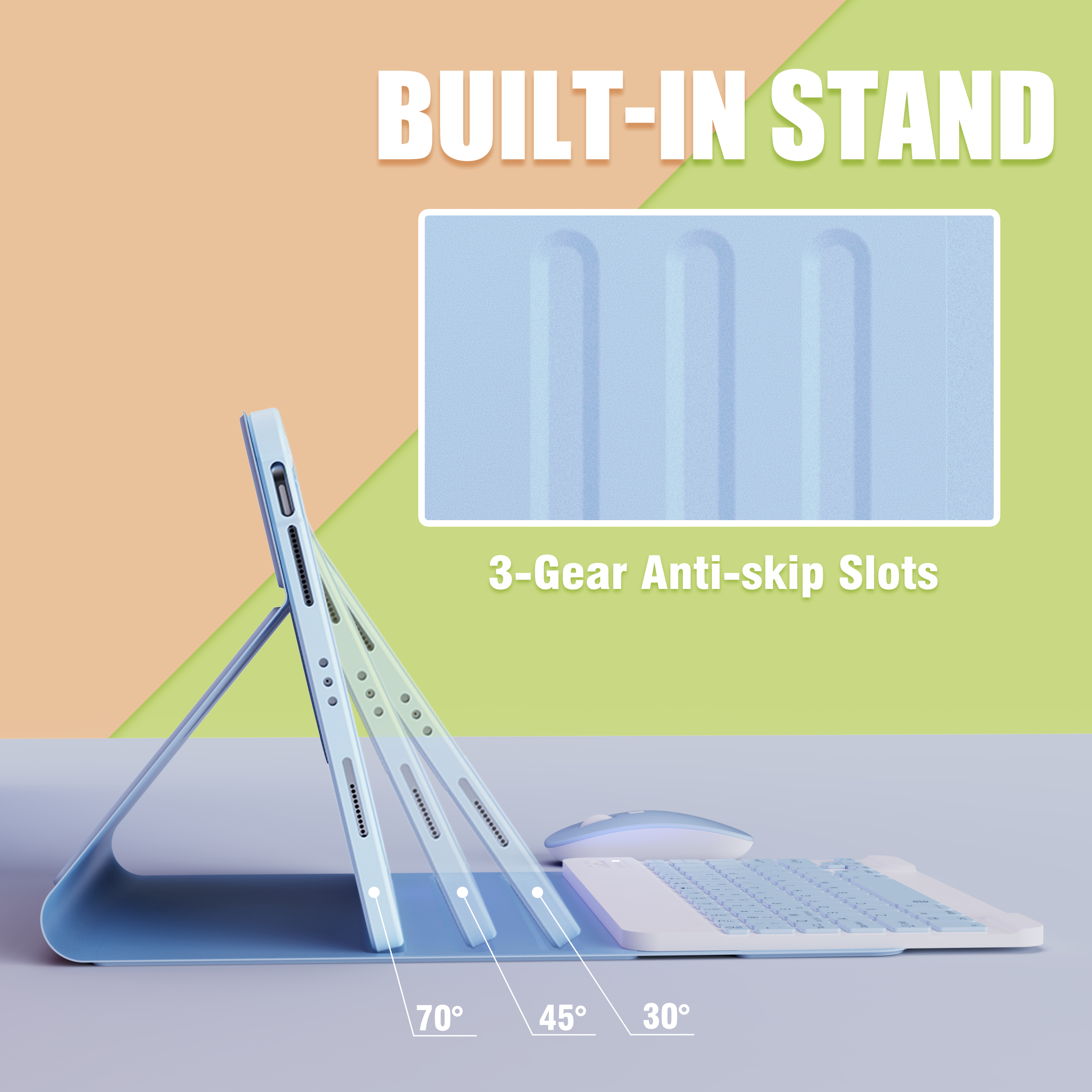 NIXXOS Bluetooth Keyboard Leather Casing with Pen Slot For iPad7th/8th ...