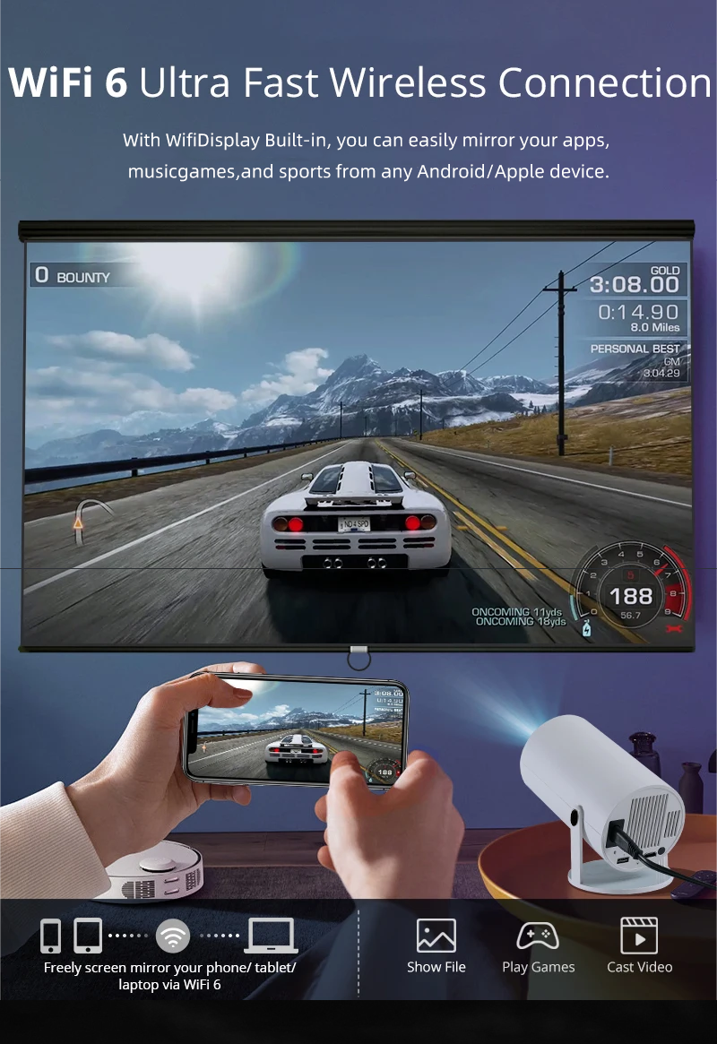 Projector HD Android 11.0 LCD Support 4K projection Dual WIFI with ...