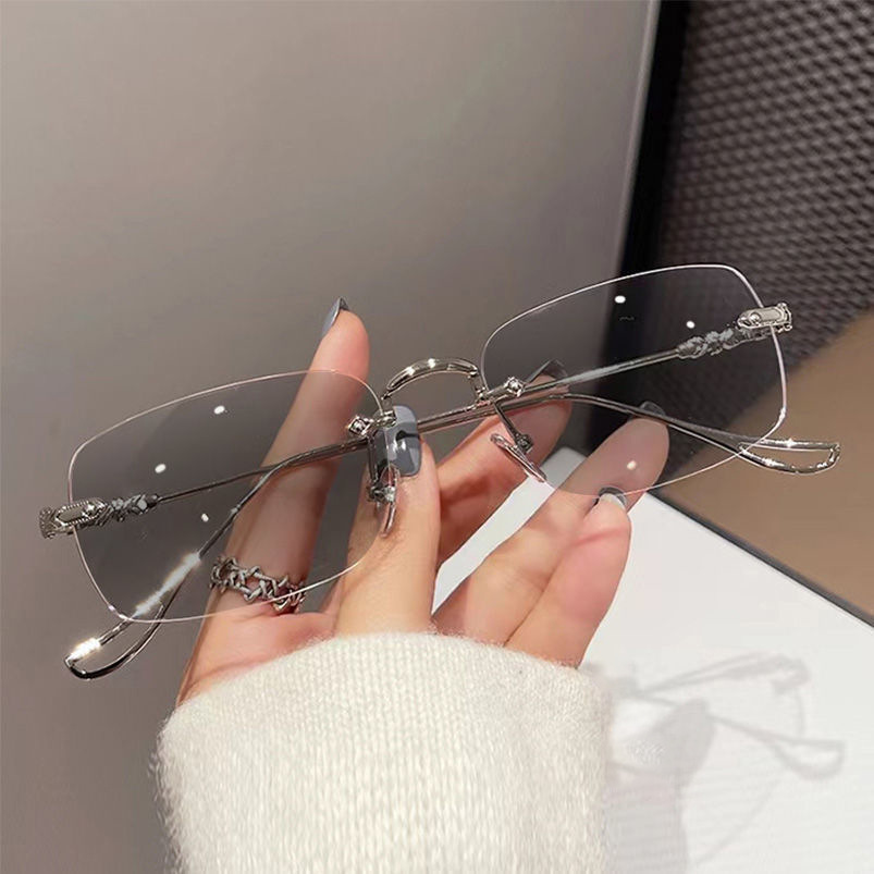 Square Fashion Photochromic Glasses Small Frame High-End Anti-Blue ...