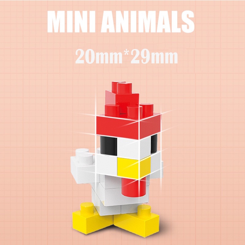 Miniature Mini Building Blocks Giraffe Cow Chick Eagle Animal Series ...
