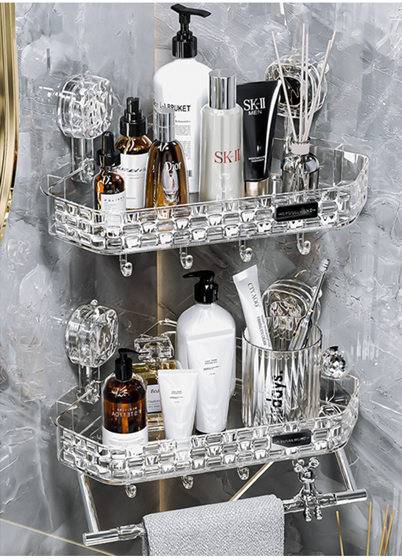 RAK KAMAR MANDI SUCTION CUP BATHROOM RACK GLACIER PATTERN PLASTIC ...
