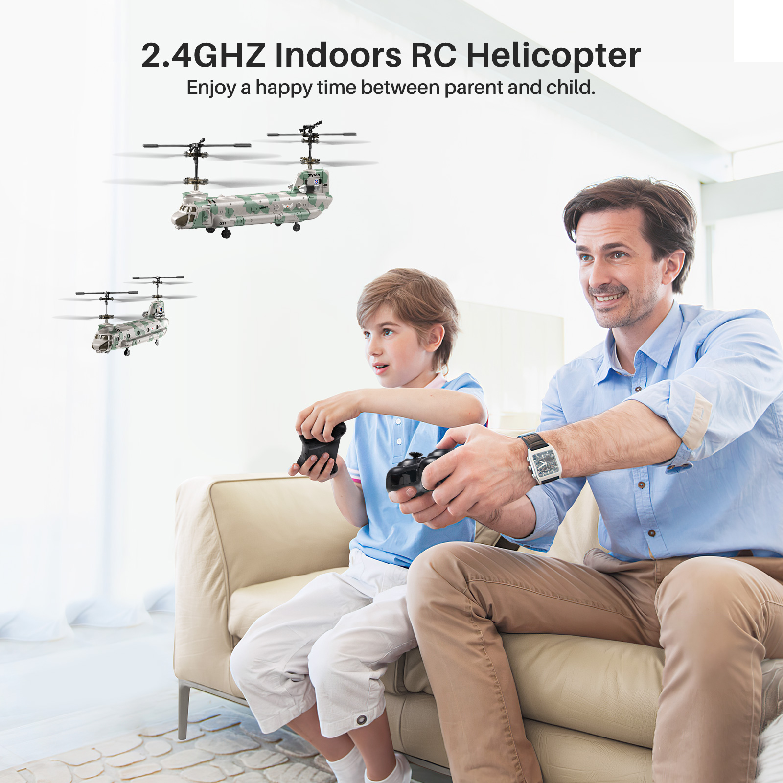 SYMA Remote Control Helicopter,2.4GHz Q21 Military Transport RC Armed ...