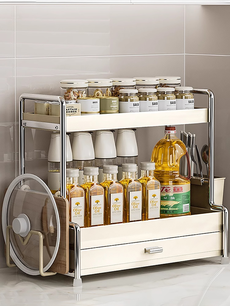 Kitchen Stainless Steel Shelf Salt Rack Spice Rack Spice Multi Function ...