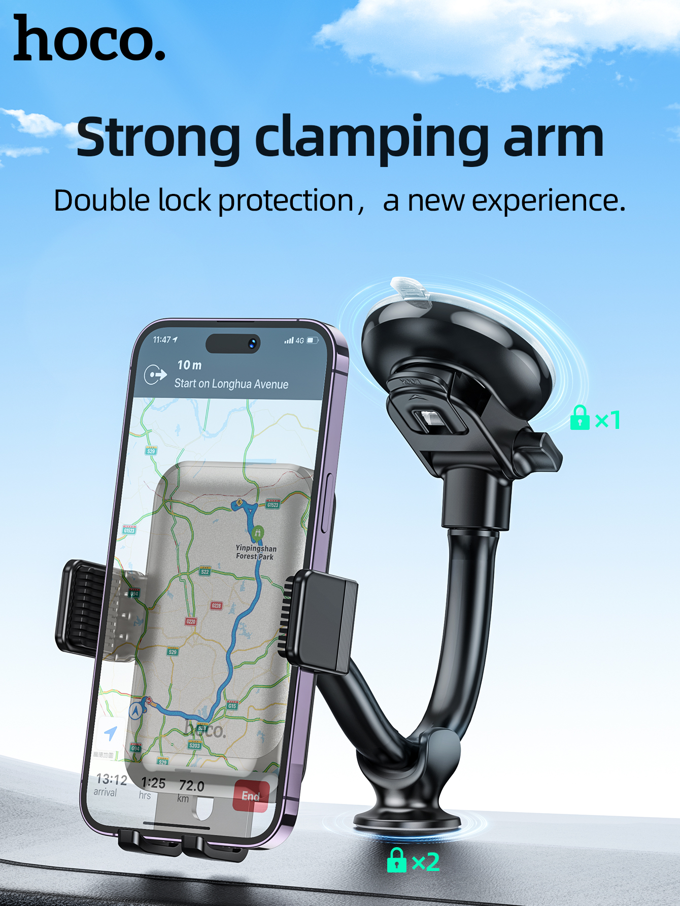HOCO H27 Car Phone Holder Push Type Car Holder Center Console ...