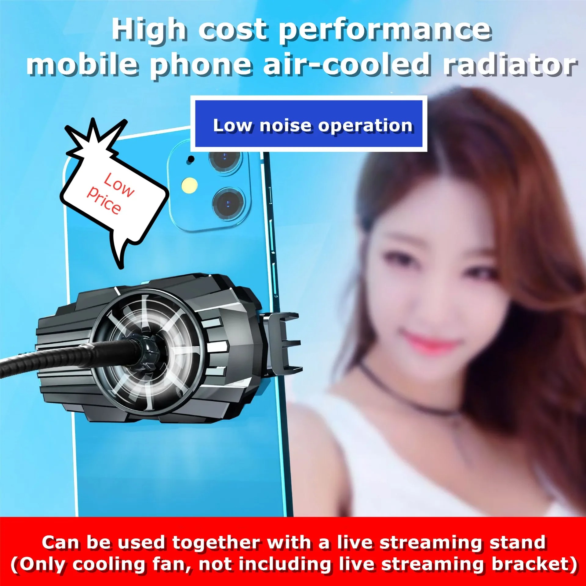 MEMO Magnetic Gaming Phone Cooler Cryo Cooling RGB Portable Radiator Fan With Clip, Built-in Strong Magnet, For IPhone & Android, Ideal For Gaming