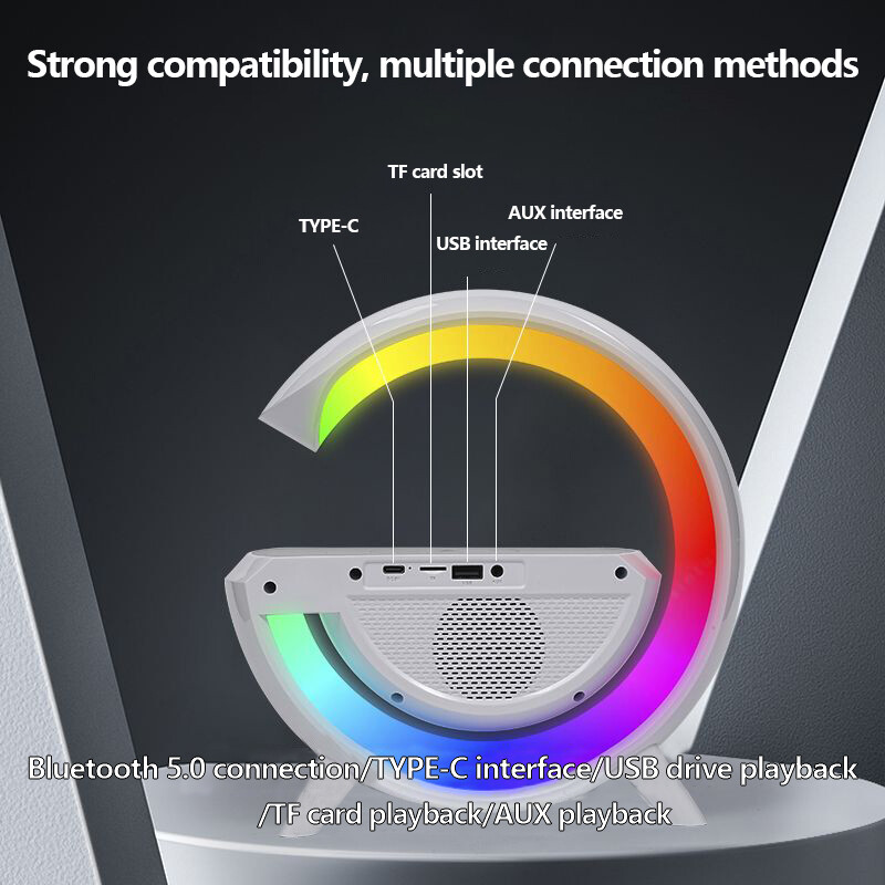 4in1 LED Atmosphere Light RGB Wireless Charger Bluetooth Speaker Table ...