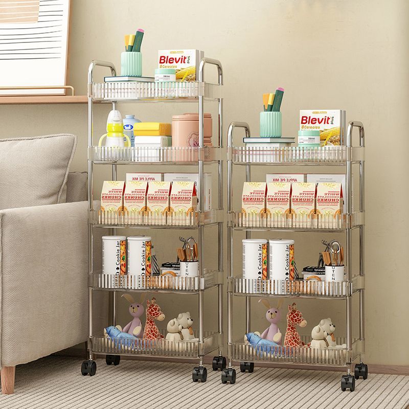 Trolley Storage Rack 2/3/4/5 Tier With Wheels Multi-purpose Transparent ...