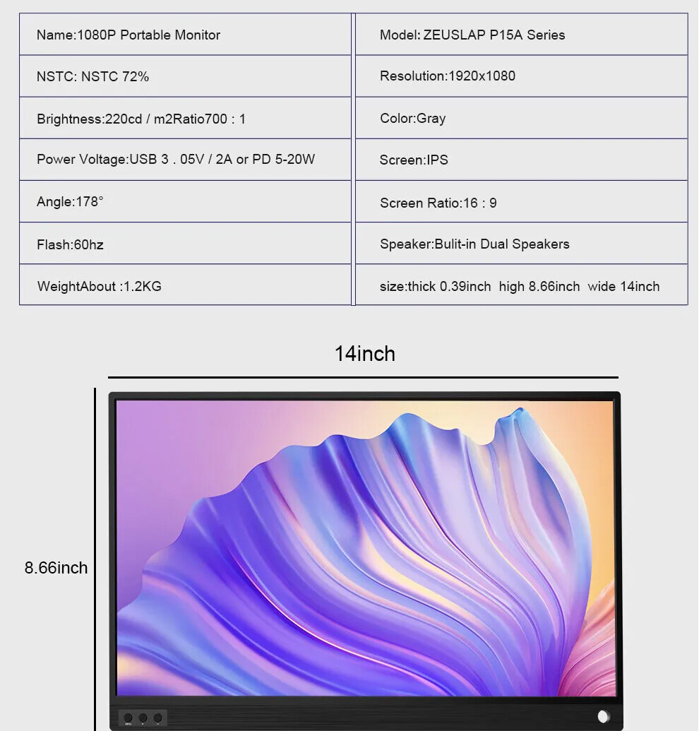 Portable monitor 144Hz for PC 15.6-inch IPS game office monitor ...