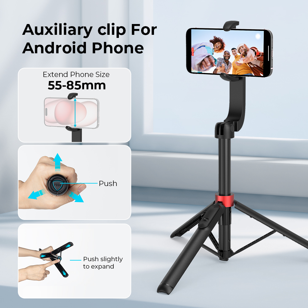 Moman Selfie Stick Treppiede Con Luce Di Riempimento, Q12S Treppiede Portatile Supporto Per - Foto 2