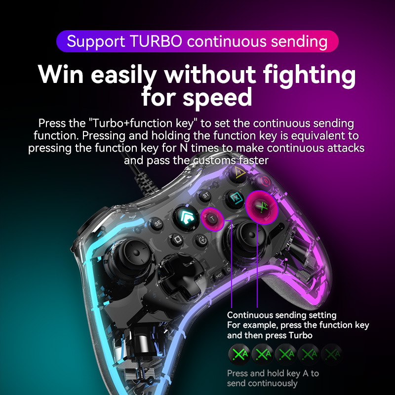 S03 Transparent Crystal Colorful Game Controller Switch Colorful Lights ...
