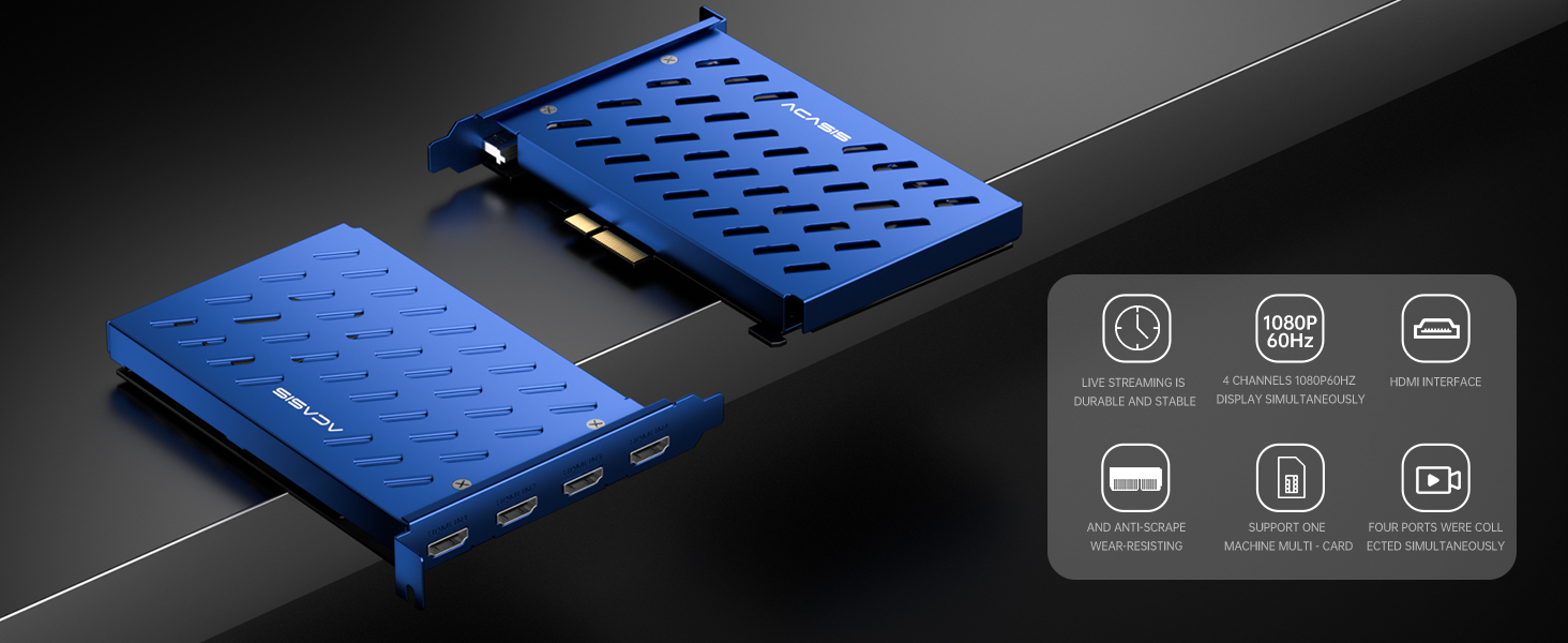 ACASIS 4 Channel HDMI Video Capture Card With Built-In Fan Cooling PCIE ...