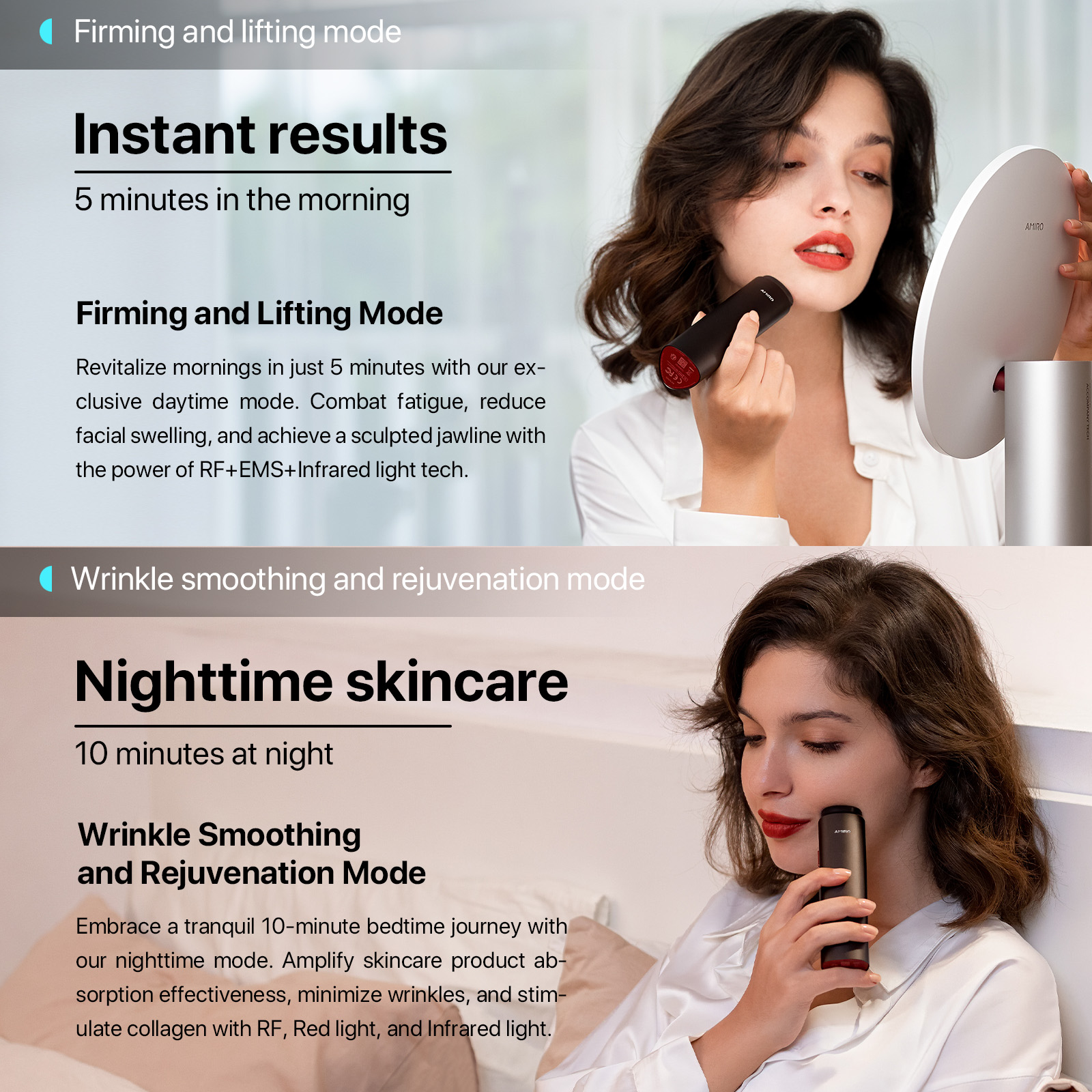 AMIRO R1 PRO Facial RF Skin Tightening Device RT Temperature Control ...