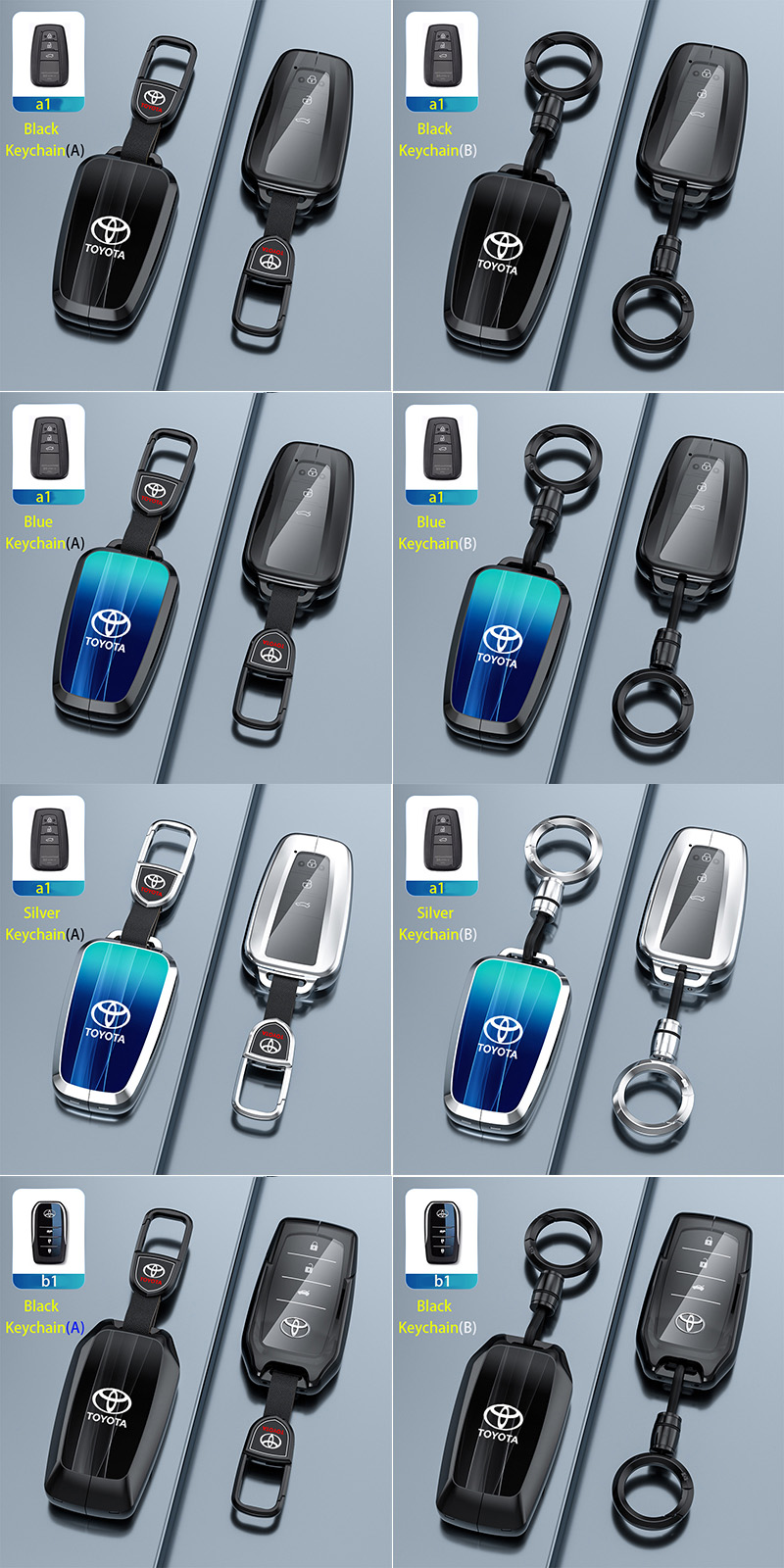 ZOBIG New Zinc alloy+Glass case Car Key Fob Cover for Toyota Hilux ...