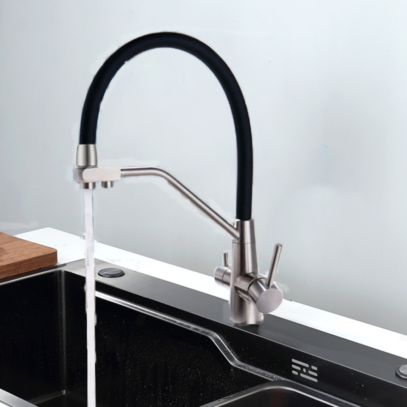 Baokemo 3 IN 1 Stainless steel Kitchen Hot and Cold Pullout Faucet 360