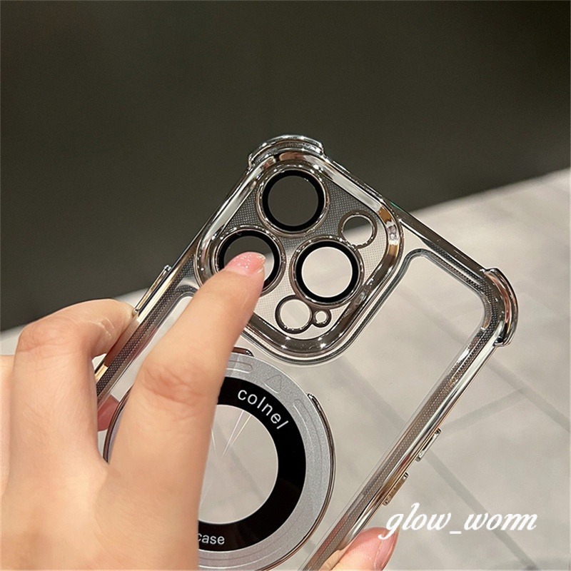 Magnetic Metal Bracket Camera Protection Phone Case For iPhone 17 16 15 ...