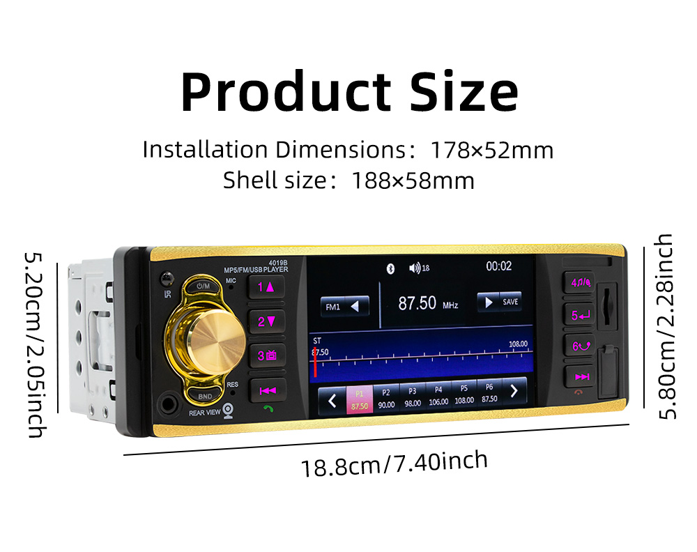 2024 NEW 2 USB Conentool Car Bluetooth MP3 Player 1 Din Car Stereo ...