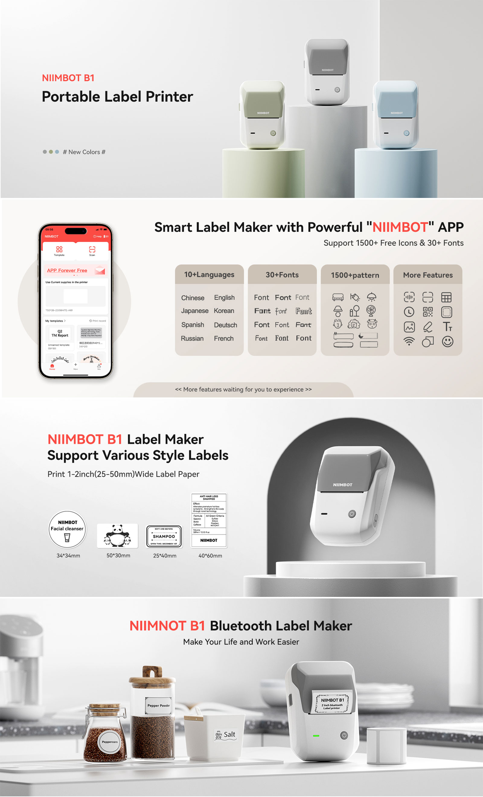 NIIMBOT B1 Bluetooth Label Printer Portable Handheld Thermal Printer ...