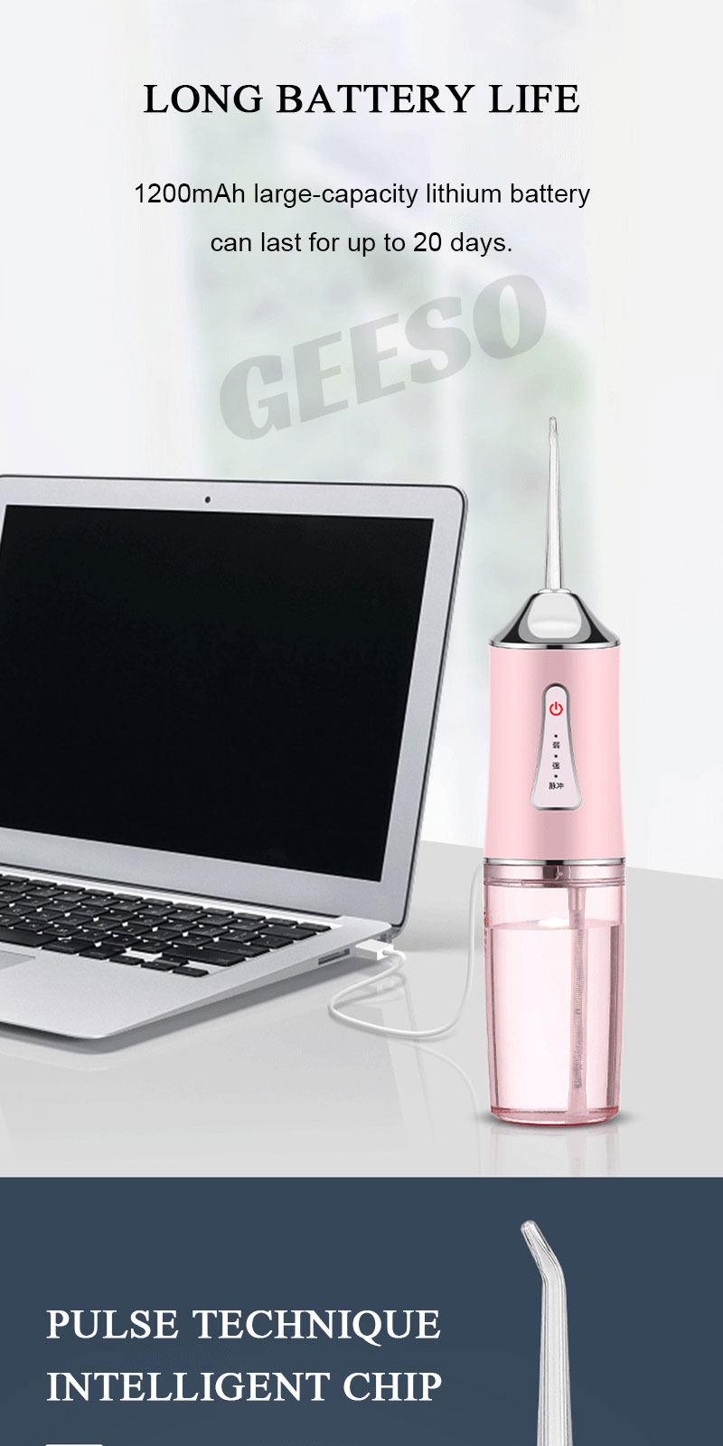 GEESO Electric Water Flosser With 4 Nozzles Dental Floss Teeth ...