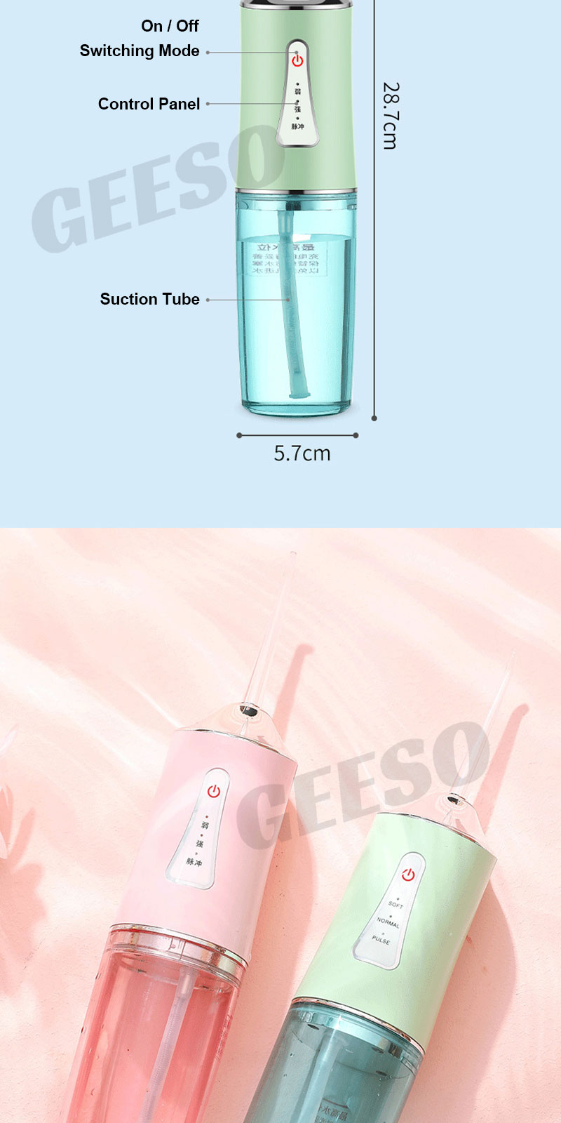 GEESO Electric Water Flosser With 4 Nozzles Dental Floss Teeth ...