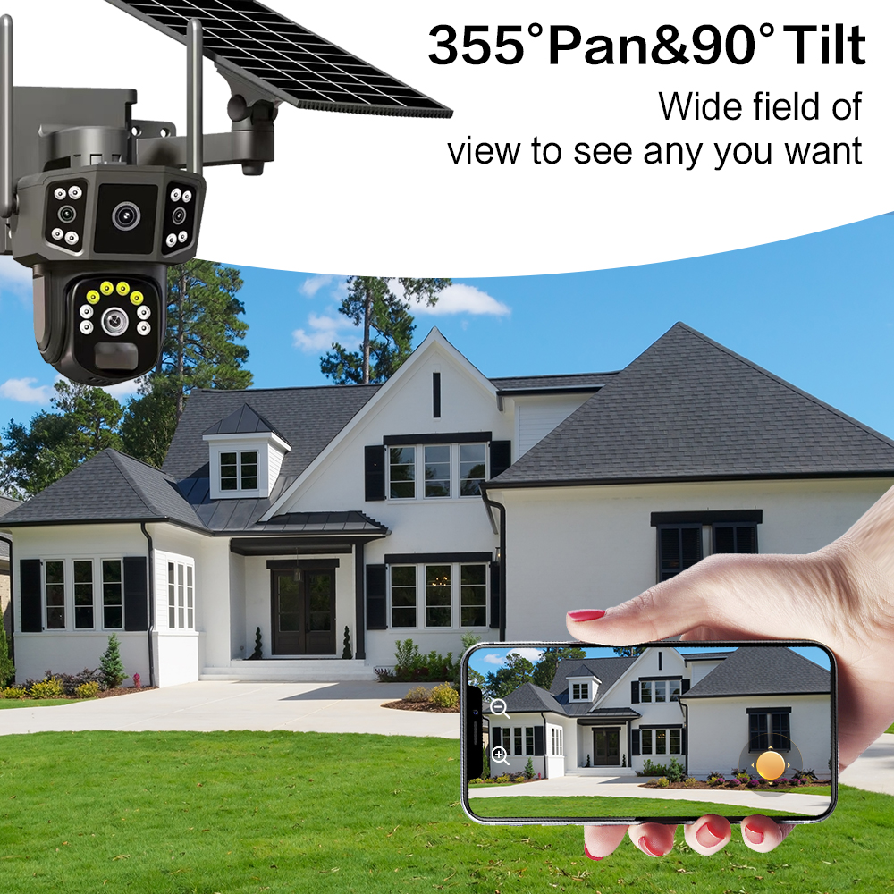 LLSEE v380 8MP 10x zoom 4K dual lens 4G SIM card solar camera WIFI ...