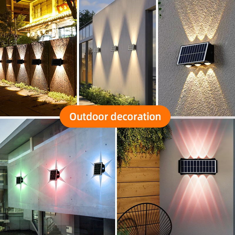 Solar Led Wall Light Outdoor RGB Wall Lamp Indoor 4W 6W 8W Lampu ...