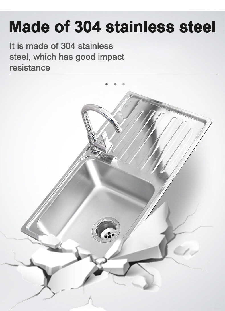 【Never rust】Sinki dapur 80*45*75cm 304 stainless steel kitchen sink ...