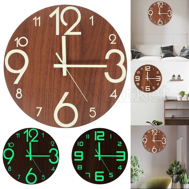 COD Hanging Clocks Luminous Wall Clock Number Quartz Glow In The Dark ...