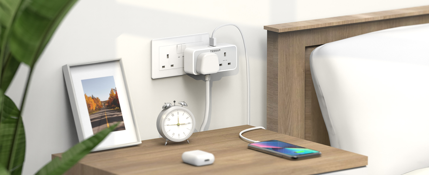 TESSAN Extension Plug with USB,Surge Protector Multi Plug Wall Socket ...