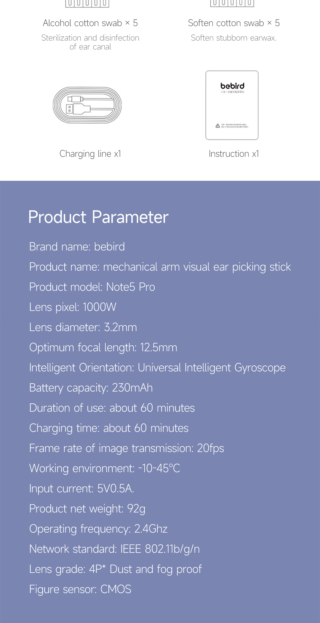 Xiaomi youpin Bebird Smart Visual Earpick Note 5 Series With LED Light ...