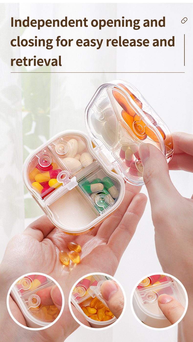 Travel Pill Box Mini Air Tight Pill Box Portable Daily Medicine ...