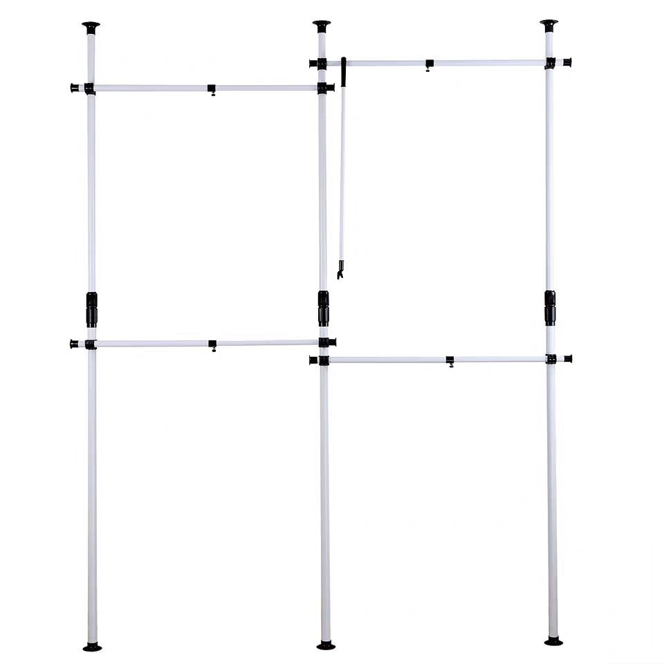 4V/4H+2Tray Stretchable Clothes Rod Telescopic Strong Steel Structure ...