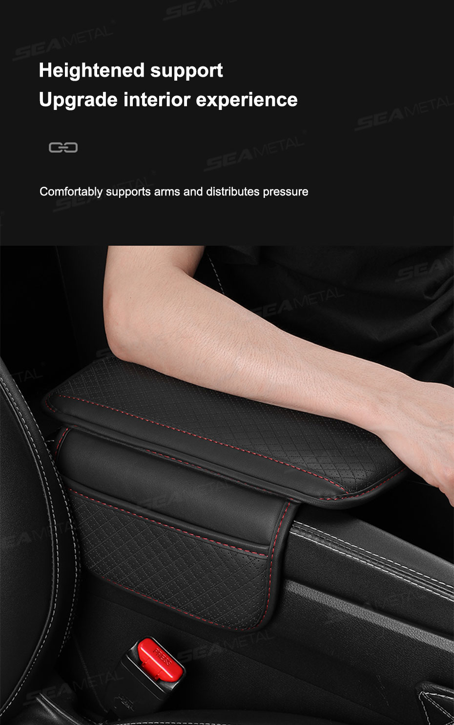 SEAMETAL Car Armrest Box Cushion Center Console Storage Bag ...