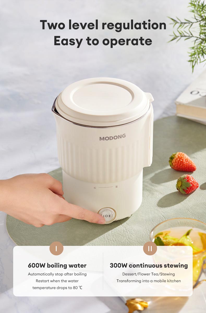 MODONG Folding Electric Kettle Stainless Steel Double Inner Tank ...
