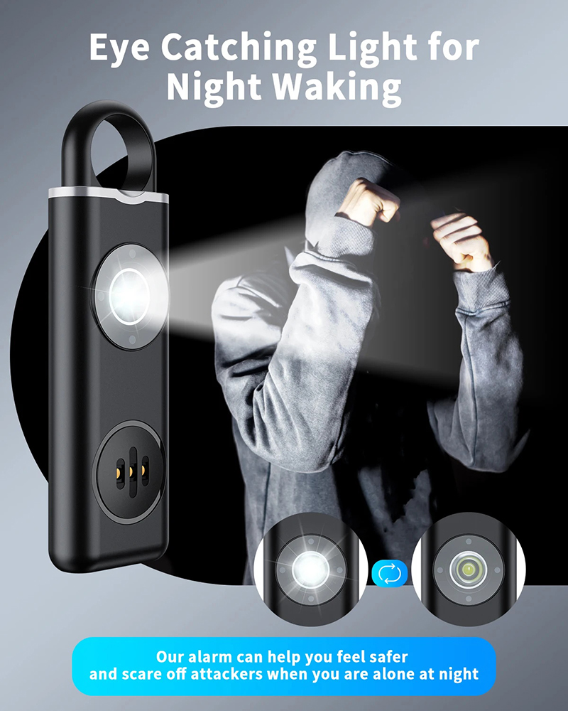 KIPRUN Noise Alarm Keychain, 130db Rechargeable Personal Alarm Keychain ...