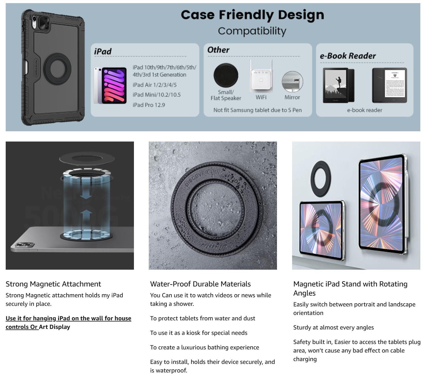 Nillkin Magnetic Tablet Wall Mount and Holder for Bedroom iPad Holder ...