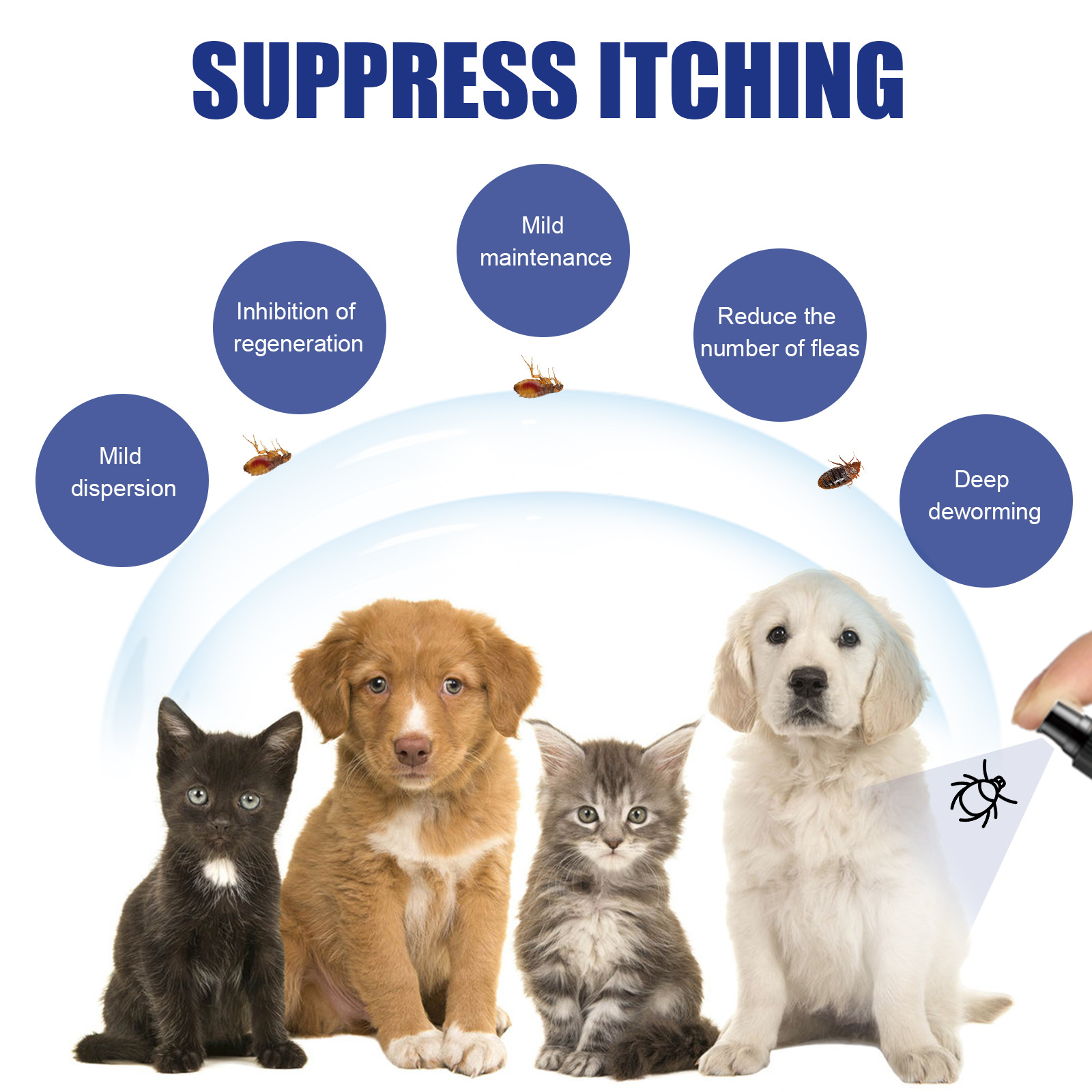 Yegbong Pets Flea Removal Spray Cats And Dogs Skin Cleaning Deworming