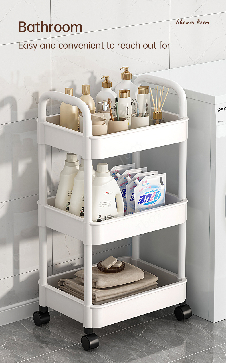3/4/5 Layer Trolley Cart Organizer Storage Shelf Moving Rack With Wheel ...