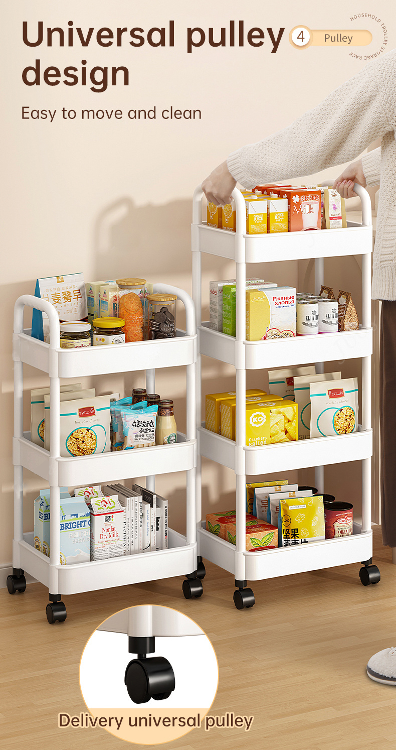3/4/5 Layer Trolley Cart Organizer Storage Shelf Moving Rack With Wheel ...