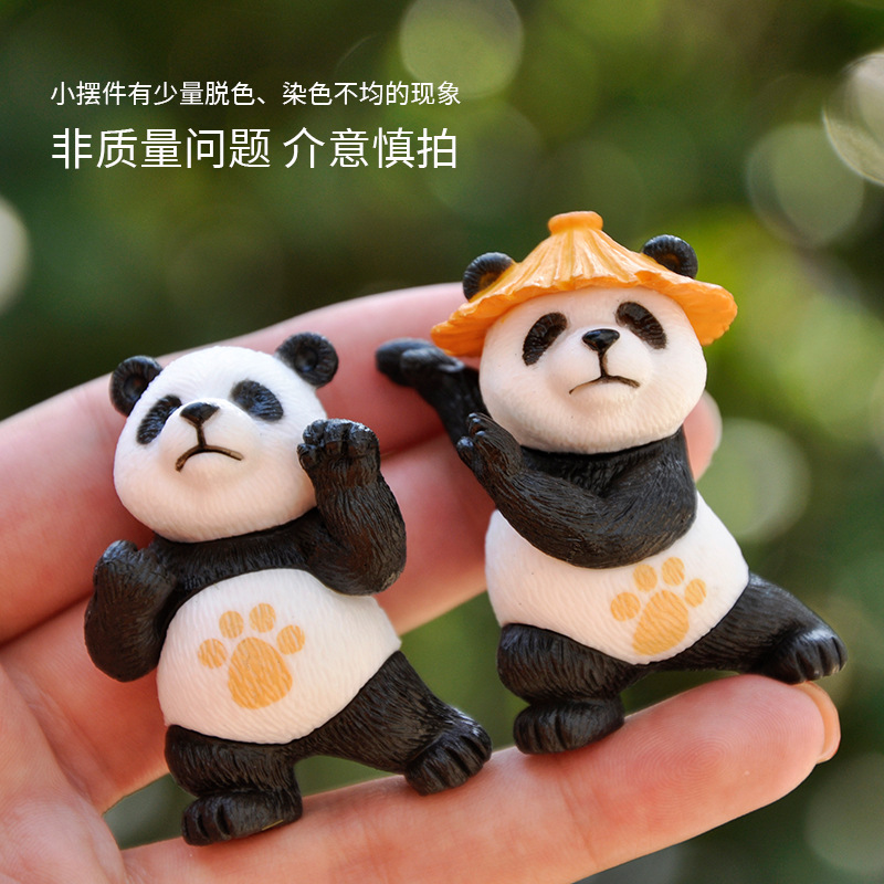 4Pcs/Set Cute Artificial Giant Panda Figurines Miniatures Animal ...