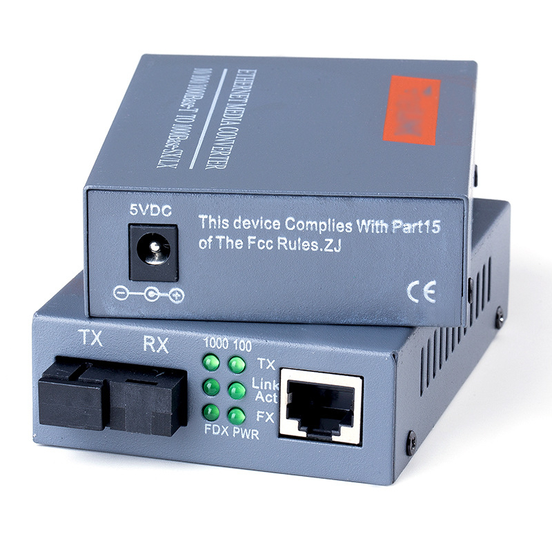 Gigabit Fiber Optic Media Converter LAN RJ45 1Gbps HTB-GS-03 1000Mbps ...