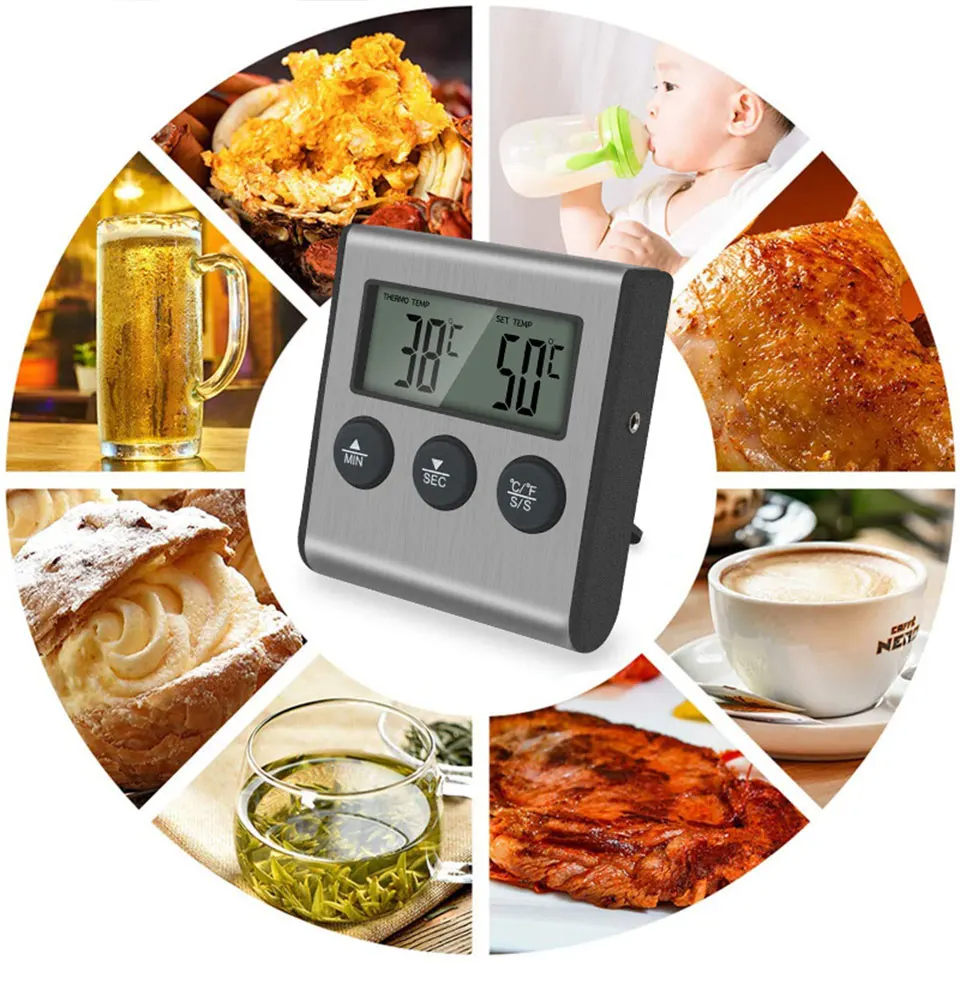 Kitchen Digital Cooking Thermometer Meat Food Temperature for Oven BBQ ...