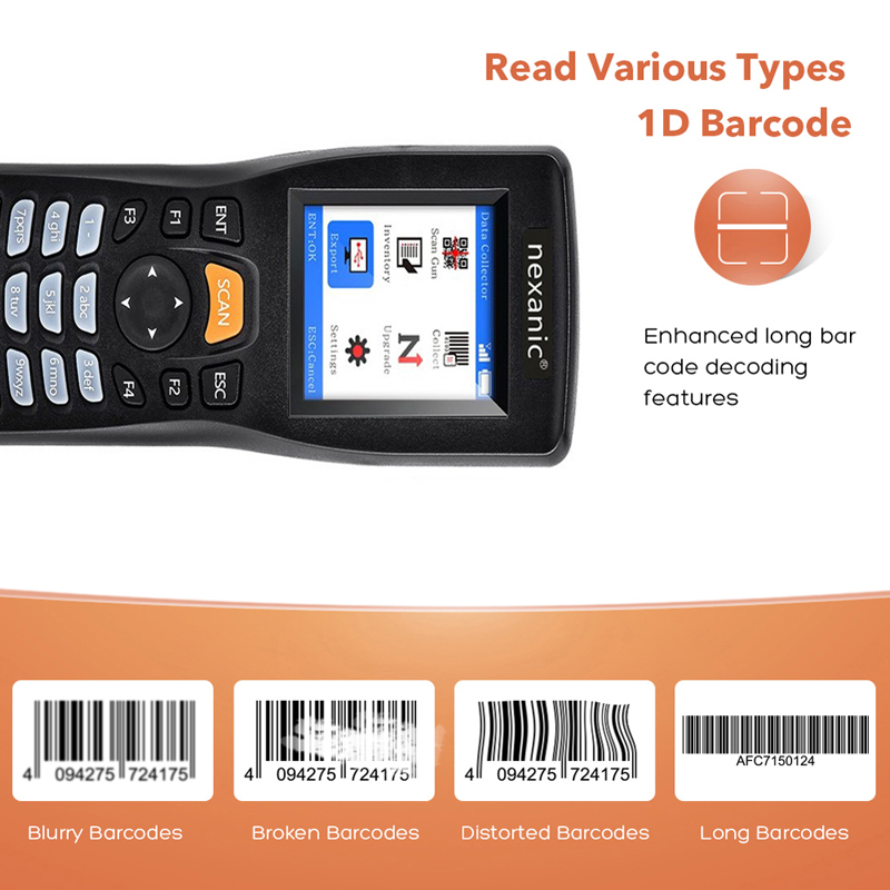 Nexanic PDT3309 Wireless Barcode Scanner 1D Data Terminal Wireless Bar ...