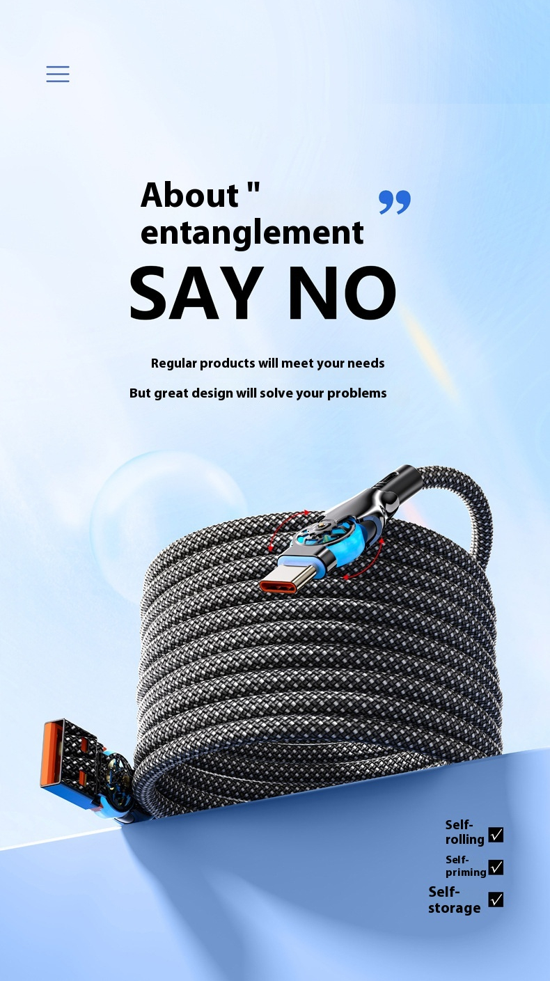 180°Double Elbow Magnetic Suction Data Cable 6A Super Fast Charging ...
