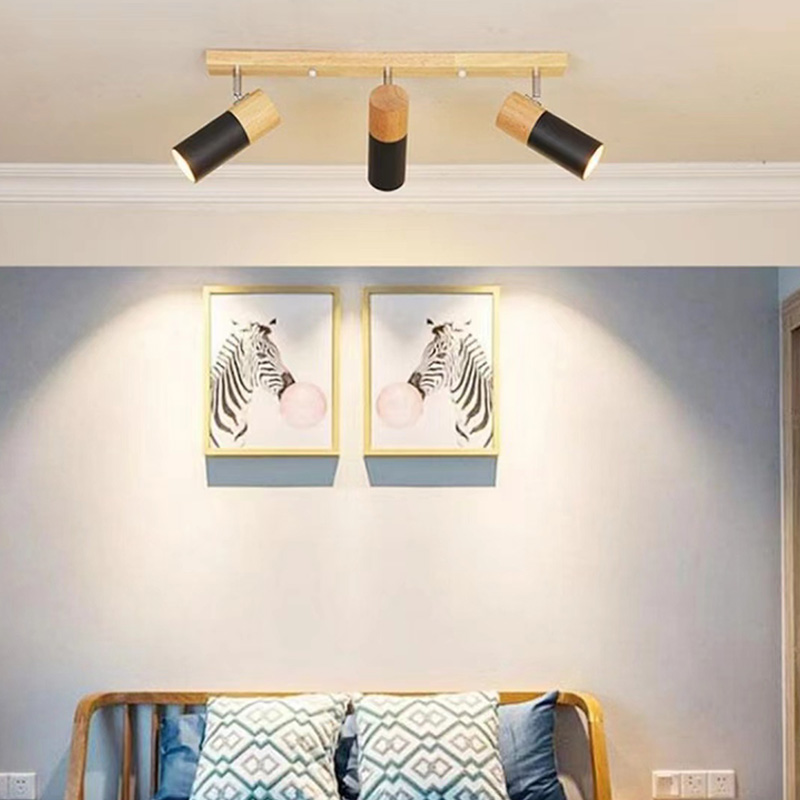 Japanese Wood Track Light With Spotlight Ceiling Light Modern Living ...