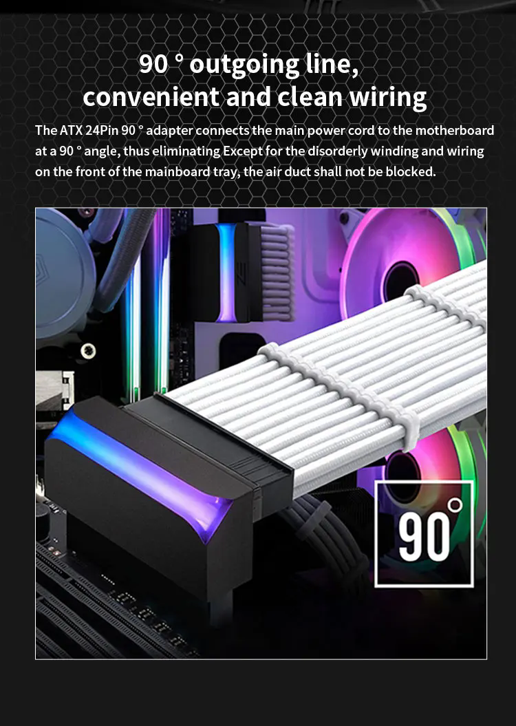ICE Whale AX-05 ATX 24 Pin to 90° ARGB Power Plug Adapter Motherboard ...